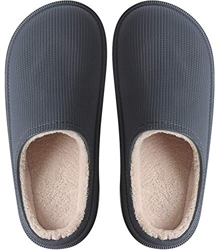 Rojeam Pantofole Donna Impermeabili Comfort Scarpe da Giardino Invernali Pantofole da casa Calde da Esterno per Uomo Donna, Grigio Scuro, 37/38 EU