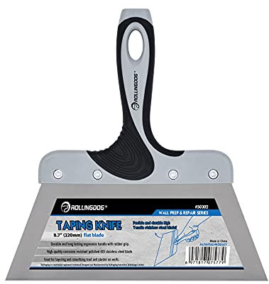 ROLLINGDOG 220 mm lange Malerspachtel Flächenspachtel Spachtelwerkzeug korrosionsbeständiger polierter Edelstahl Klinge zum Spachteln von Trockenbauwänden,zum Schaben und Reinigen von Oberflächen