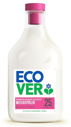 Ecover Weichspüler, für weiche und duftende Wäsche, Apfelblüten- und Mandelduft, 750ml, 25 Waschladungen