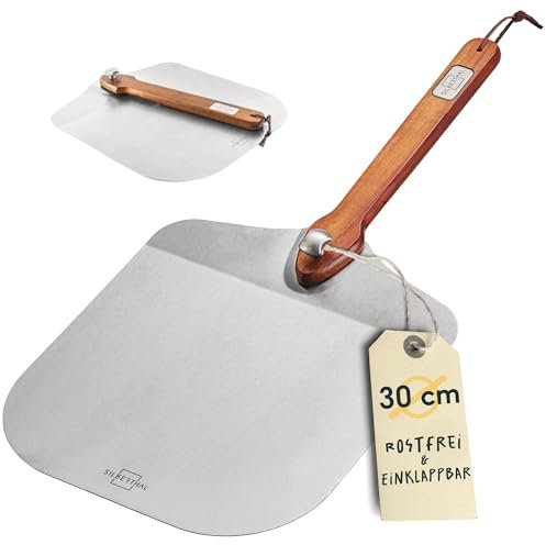 SILBERTHAL Pizzaschieber Edelstahl 30cm - Griff aus Akazienholz - Pizzaschaufel - Spülmaschinenfest - Robuste Pizzapfanne