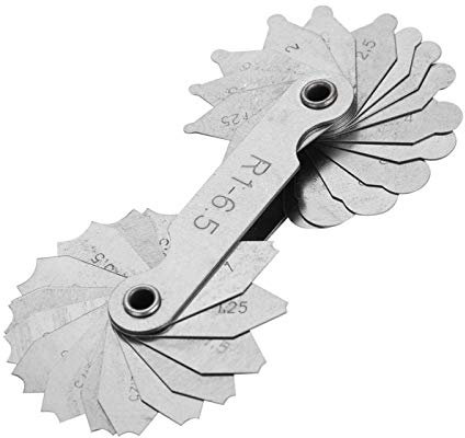 Radiuslehre, Edelstahl Radiusrundungslehre Externes internes konkaves konvexes Messwerkzeug zum Messen des Radius(R1-6.5MM)