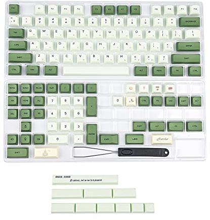 YMDK Matcha 3.0 Dye Sub ZDA PBT Keycap Ähnlich wie XDA Japanisch Koreanisch Russisch für MX Split Keyboard 104 87 61 Melody 96 KBD75 ID80 GK64 68 (nur Tastenkappe) (Matcha Russian Kit 3.0)