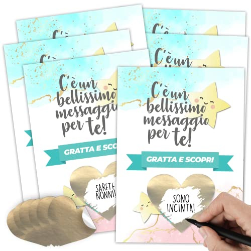 KAÏDENSÏ Gratta e Vinci personalisierte Schwangerschaftsankündigung – Kit 6 Rubbelkarten für schwangere Damen – Geschenkset Überraschung An Großeltern - Komplette Anzeigen werden Sie Oma Opa Onkel