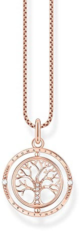 Thomas Sabo Damen Halskette mit Tree of Live-Anhänger aus 925er Sterling-Silber mit 750er Roségold Vergoldung mit Zirkonia, Länge: 40cm-45cm, KE2148-416-14-L45V