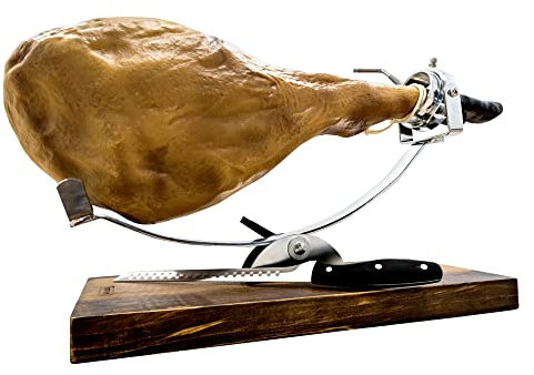 NERTHUS FIJ 956 Supporto per prosciutto con testa rotante e base regolabile + coltello per prosciutto