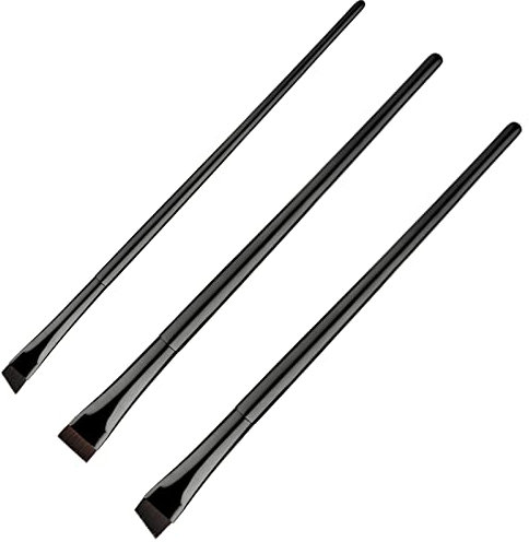 SAVITA 3pcs Eyeliner Brush Kit - Flat & Fine Angled Brush for Eyebrow, Concealer, Eyeshadow - Slanted Makeup Tools for Cosmetics