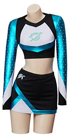 Maddie Cheerleader Kostüm Maddy Perez Cosplay Cheerleading Outfit High School Musical Cheer Kostüm Uniform Kleid für Frauen (Blau, L)