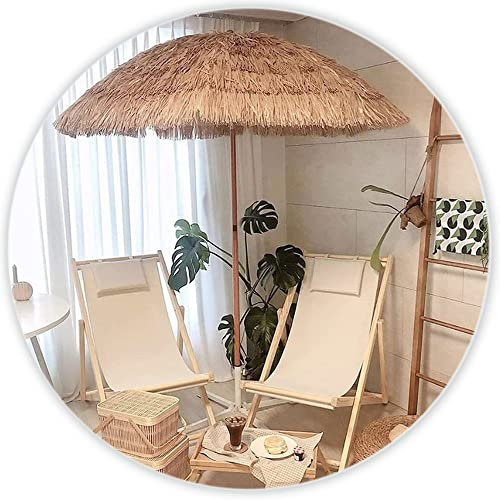 CHEMYO Hawaii 145 cm 57 Zoll Rund Stroh Bast Regenschirme Höhenverstellbar Garten Strand Terrasse Balkon im Freien
