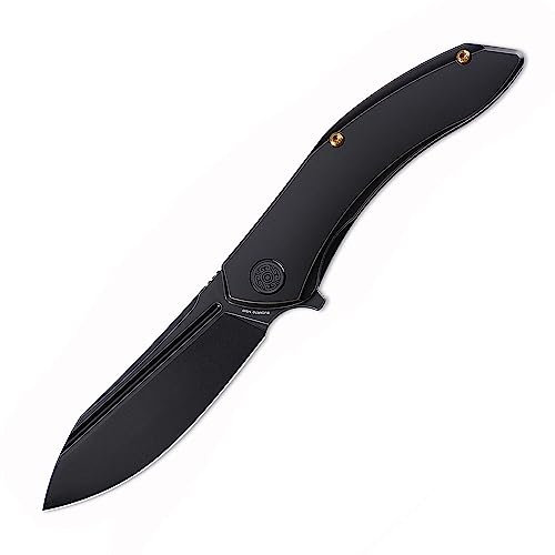 Cavol Bucarto Klappmesser Folding Knife, 80mm m390 Stahlklinge mit Titan Griff PVD, Einhandmesser Flipper Messer Outdoor Edc Klappmesser (schwarz)