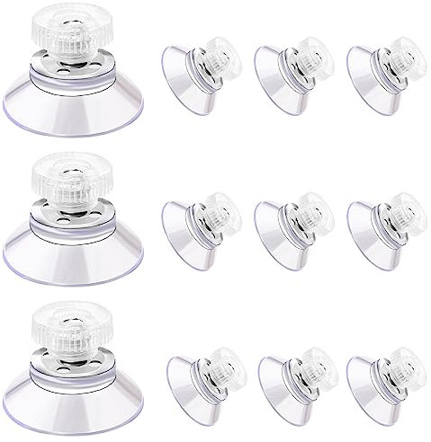 12 Pack Glass Suction Cups, 25mm/1'' Clear PVC Window Sucker Pads with Round Threads Metal Screw Nuts Small Suction Holder for Mirror Car Wall Door Glass Table Top and Most Smooth Flat Daily Hanging