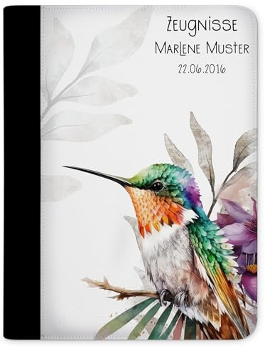 CreaDesign Customize A4 Zeugnismappe für Kinder - 26.7 x 32.7 x 1 cm, erweiterbar auf bis zu 20 Fächer, Sichtbuch ohne Klarsichthüllen, Kolibri Design, Dokumentenmappe für Schüler