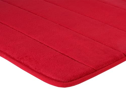 Brielle Memory Foam Badezimmer Badteppich Saugfähige Rutschfester Badvorleger Waschbar Badematte – 40x60 cm, Rot