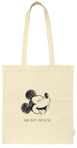 Safta MICKEY MOUSE - Totentasche, Damentasche, bequem und vielseitig, Qualität und Widerstandsfähigkeit, 38 x 42 cm, Naturbeige, beige (Natural Beige), Estándar, Lässig