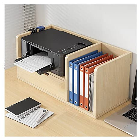 HAVVMK Druckerständer für den Schreibtisch, Druckerständer, Regalaufbewahrung, Holz, Schreibtisch-Papier-Organizer, Heim-/Büro-Druckererhöhung, Kopierer-Aufbewahrungstisch, kleines Bücher