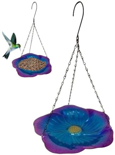 Tsffae Hängende Vogeltränke Für Den Garten, Hängende Vogeltränke Aus Glas, Wasserspender Für Wildvögel Im Freien, Badeschale Für Wildvögel Im Freien Für Garten, Hof Und Terrasse