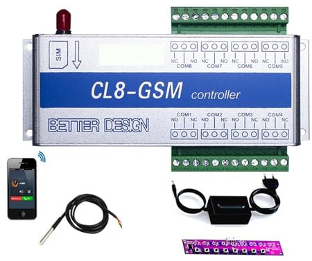 Schiebetor-Bausatz CL8-GSM-NC Drahtloses SMS-Alarmsystem, Temperaturüberwachung, GSM-Alarm + Sensor mit Stromausfallalarm Elektrischer Toröffner-Bausatz(Kit2)