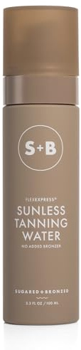 SUGARED + BRONZED Sunless Tanning Water, FlexExpress Self Tanner Spray for Face, Hydrating Botanical Formula for a Natural-Looking Tan, Suits All Skin Tones, Vegan, Cruelty Free, 4 Fl Oz