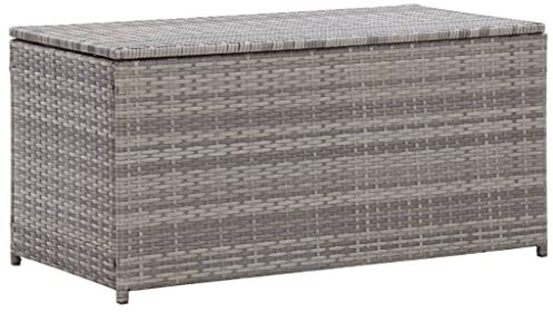 Outdoor Garten Aufbewahrungsbox Poly Rattan 100x50x50cm Grau Wasserdicht Outdoor Aufbewahrungsbox für Terrassenmöbel und Zubehör