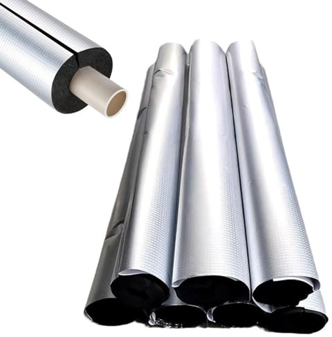Schaumstoff-Rohrisolierung, Wetterfeste Isolierung Rohr, Flexible Rohrisolierung ID 22-110mm, Aluminiumfolien Isolierschlauch Im Freien Wasserrohr-Frostschutz(ID 89mm x T 30mm)