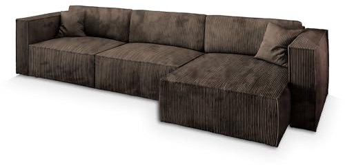 Masseno Ecksofa TOLMO P mit Schlaffunktion L-Form, Sofa mit Bettkasten, Wohnzimmersofa, Couch, Soffa, Bettsofa, Couchgarnitur- Braun, POSO 06
