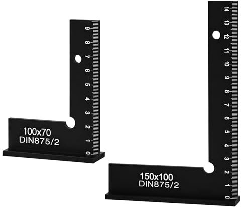 Trendecor 2 Stück Schlosserwinkel, 90 Grad Anschlagwinkel Metall 150 * 100mm, 100 * 70mm Präzisions Werkzeugtischler Lineal Satz L Typ für Präzise Arbeiten im Metallbau und Werkstatt