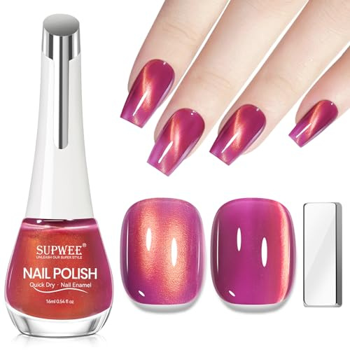 SUPWEE Cat Eye Nagellack mit Magnet, 16ML Nagellack Schnelltrocknend | Magnetischer Gellack ohne UV Lampe Quick Dry High Gloss Oil Based Nail Polish für DIY & Heimgebrauch
