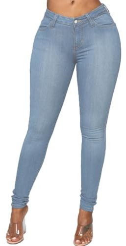 Jean Skinny Femme Taille Elastique Jeggings Jean coupe skinny pour femme Taille mi-haute aspect délavé Extensible Mode Slim Pantalon Stretch Crayon Pantalon