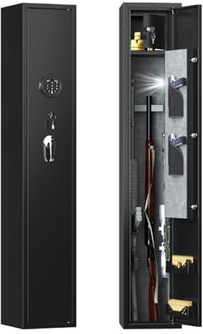 ENWYTE Gun Safe Home Rifle and Pistols Safe Box Password unlock Digital Keypad Emergency Keys Removable Shelf Built-in Small Cabinet Anti-Theft Gun Security Safe for Home Long Gun and Pistols(138*25*2