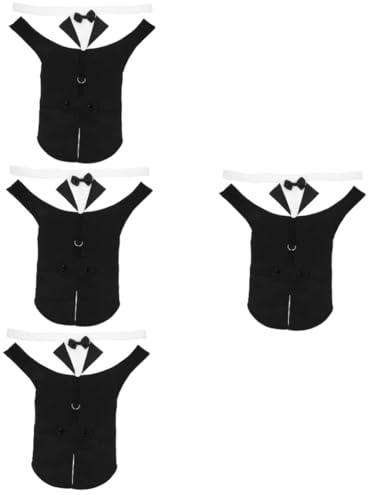 VICASKY 4 Sätze Hundeschicker Tuxedo Anzug Teiliges mit Schleife und Halstuch Formelle Hundebekleidung für Welpen Atmungsaktiv Bequem für Hochzeiten Partys und Festtage XXL Schwarz