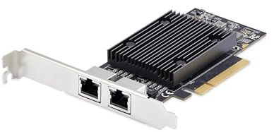 StarTech Tarjeta de Red PCIe 2 Puertos 10Gb 10GBase-T (PR210B-NETWORK-CARD) | 20Gbps full-duplex por puerto, Autonegociación 1G/10GbE, Agregación de enlaces 802.3ad
