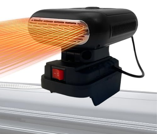 Chauffage de Voiture pour Véhicule - Alimenté Par Batterie 90° Pivotant Démisteur De Pare-brise,Petit Chauffage De Pièce - Pour Atelier Bureau Chambre Camping Conducteurs Voitures Camions SUV Berlines