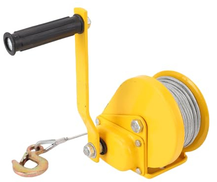 Garosa Cabrestante Manual de 1200 Libras con de Freno para Automóvil Cabrestante de Manivela Manual de Alta Resistencia Cuerda de Alambre de Acero de 32,8 Pies para ATV Camión Barco