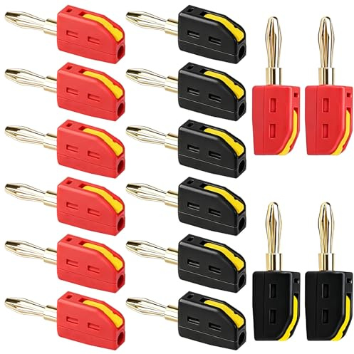 16 Stück Bananenstecker Lautsprecher, 4mm 32A Lautsprecherkabel Verbinder, Banana Steckverbinder, Kupfer Vergoldet, Bananenstecker Konverter für Kabel Boxen Endstufen Receiver Stereoanlagen