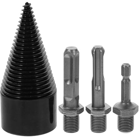 Gadpiparty Juego de Brocas para Leña de Acero Resistente Incluye Broca de Impacto Negra de 42Mm y 4 Piezas Hexagonales para Taladro Adecuado para Astilladora de Leña y Uso Carpintería