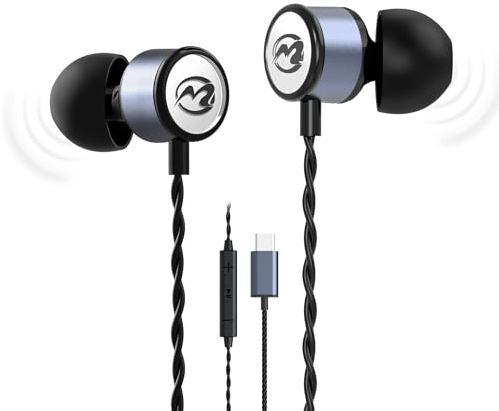 MORMOQUE EP09 Hi-Fi Stereo USB C Headphones,Type C in-Ear Wired Earbuds with Deep Bass and Built-in Mic,Noise Isolation Earphones with 4.9 ft Long Cord for Music Lovers,Podcasts and Calls