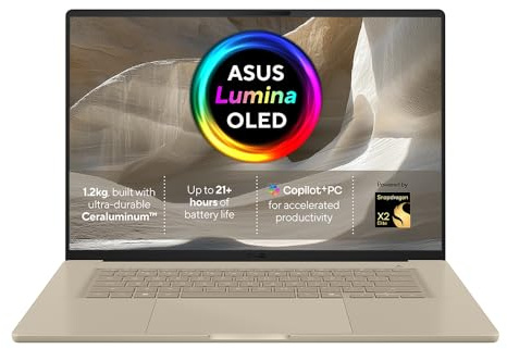 ASUS Zenbook A16 UX3607OA Copilot+ PC Laptop | Snapdragon X2 Elite 18 Core | 48GB RAM | 1TB PCIe SSD | 16.0 3K (2880x1800) OLED Screen | Backlit Keyboard | Windows 11 Home | Up to 21 Hours Battery