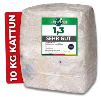 LudwigLacke Putzlappen Werkstatt [10 kg] Rein Weiß Baumwolle – saugstarke Putztücher für Auto, Werkstatt & Haushalt – Wiederverwendbare Reinigungstücher für Küche, Boden und Industrie