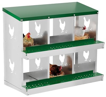 Legenest Hühner 6 Fächer, Abrollnest aus verzinktem Stahl, Hühnerstall | Optimale Belüftung; saubere Eier; Geflügelhaltung; abwaschbar; wetterfest; Wandmontage möglich; grün; langlebig