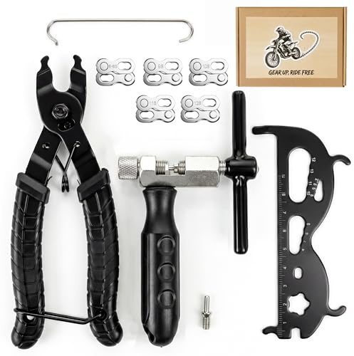 Alyoen Fahrradkette Reparatur Set, Kettennieter Fahrrad & Kettenschlosszange, 5 Paar Ersatznieten, für 6-12 Fach Fahrradkette