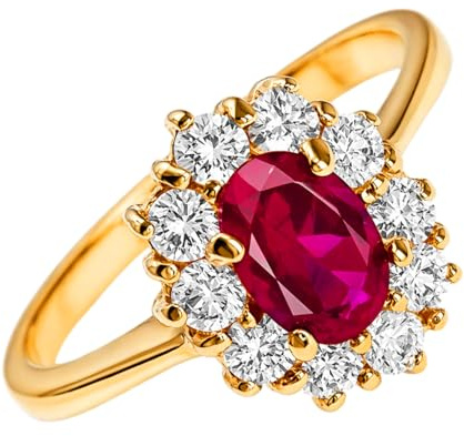Bague Femme en Plaqué Or 18 Carats - Solitaire Entourage Oxyde de Zirconium Ovale et Brillants Ronds - Design Marquise Chic et Luxueux - Tailles 48 à 68 - Bijou Poinçonné - Idée Cadeau Prestige