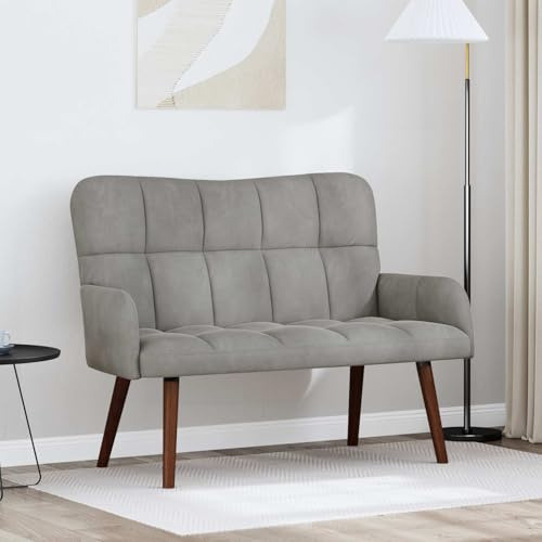 Solivagant Zweisitzer Sofa Hellgrau 115 x 61 x 87 cm Samt, Möbel,Sofas, 16.505 kg-42028940