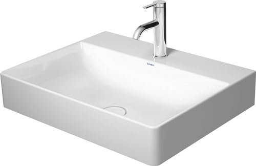Duravit DuraSquare Waschtisch, 60x47cm, 1 Hahnloch, ohne Überlauf, von unten glasiert, 2353600041, Farbe: Weiß