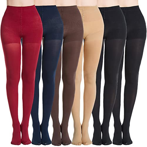 MANZI Women's 6 Pairs Opaque Control-Top Tights with Comfort Stretch 70 Denier X-Large