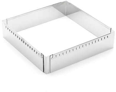 De Buyer - Cadre à entremets carré extensible en inox - 20 x 20 x 5 cm (max 37 x 37 x 5 cm) -, Gris