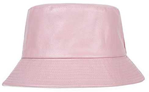 ZLYC Unisex Fashion Bucket Hat PU-Leder Regenhut wasserdicht Fischerhüte