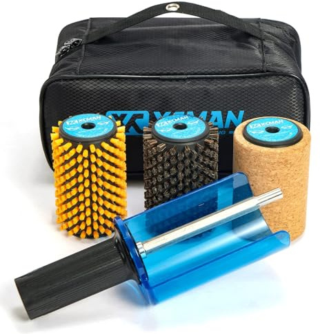 XCMAN Ski Roto Brush Kit 100mm Length-Nylon,Horsehair,Cork,Axle with Handle and Safety Shield/Hood