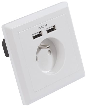 Prise encastrable 16A T + 2 chargeurs USB