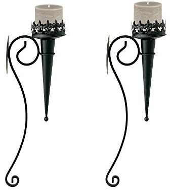 INDA-Exclusiv 2er Set Kerzenhalter Wandleuchten Wandkerzenhalter Wandleuchter Kerzenleuchter Fackel für Stumpenkerzen Metall