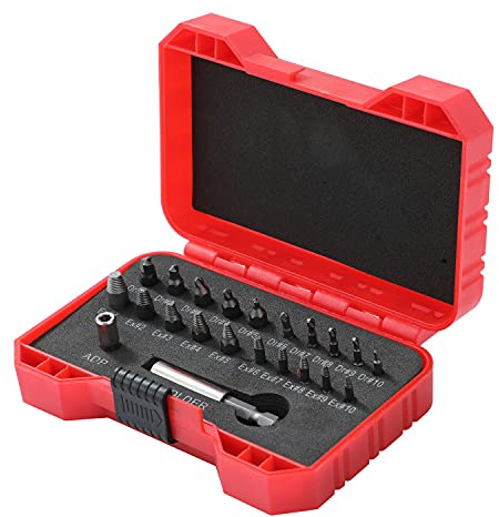 TOPWAY 22Pcs Kit extractor de tornillos dañado, extractor de tornillos para extracción rápida de tornillos y pernos, tornillos rotos portapuntas de extensión magnética y adaptador de enchufe