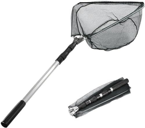 KAHEIGN Red de pesca telescópica de 130 cm, extensible de 42 a 130 cm, para pájaros, peces y carpas, truchas y pesca (verde)